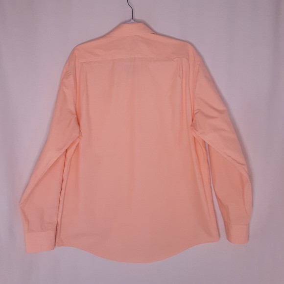 George Mens Button Up Shirt Orange Micro Plaids Size Large 42/44 - Picture 4 of 8